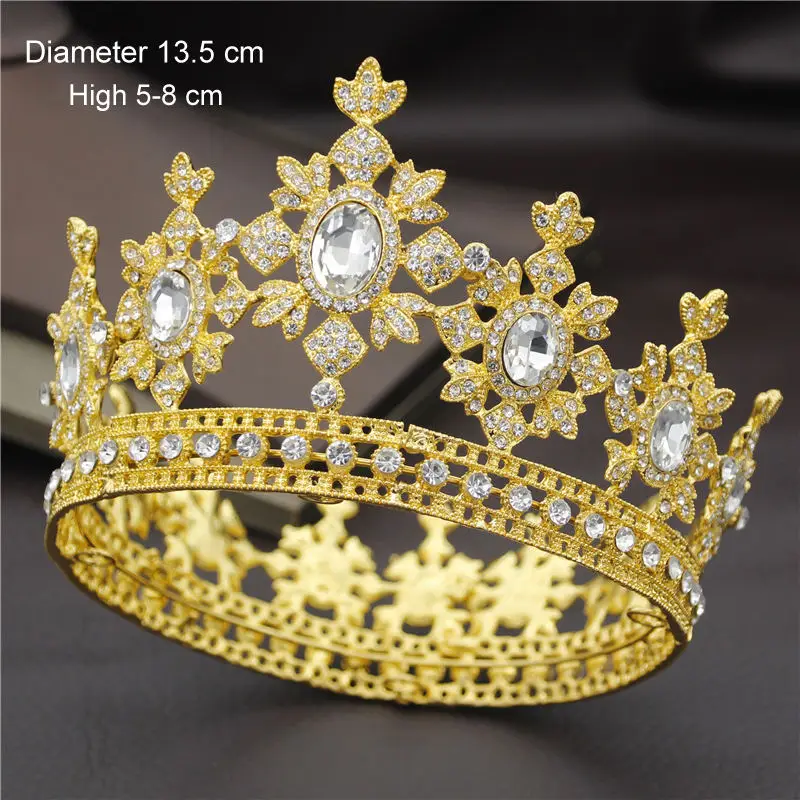 Gold White Модные Королевский queen свадебная тиара коронки для принцессы диадема невесты корона Пром Украшения для волос Свадебные украшения для волос - Окраска металла: Gold White