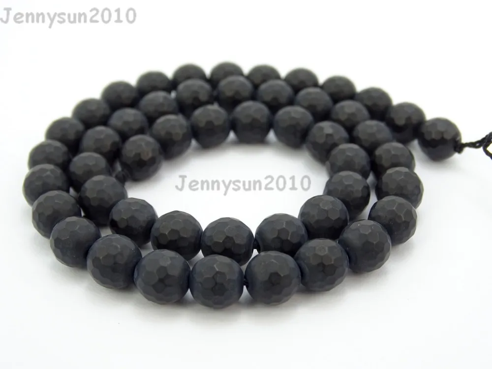 

Natural Matte Black Onyx Gems Stones 8mm Faceted Round Spacer Loose Beads 15'' Strand for Jewelry Making Crafts 5 Strands/Pack