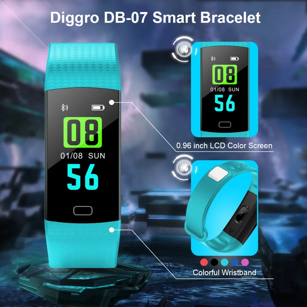 Фитнес Diggro трекер DB07 смарт-Браслет спортивный HD цветной пульсометр кровяное давление кислород модный смарт-браслет для IOS Android