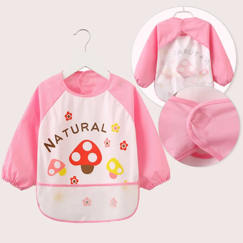0-3 years baby bibs Waterproof long sleeve babies accessories for eating painting easy wash Cartoon smock For boys girls | Детская