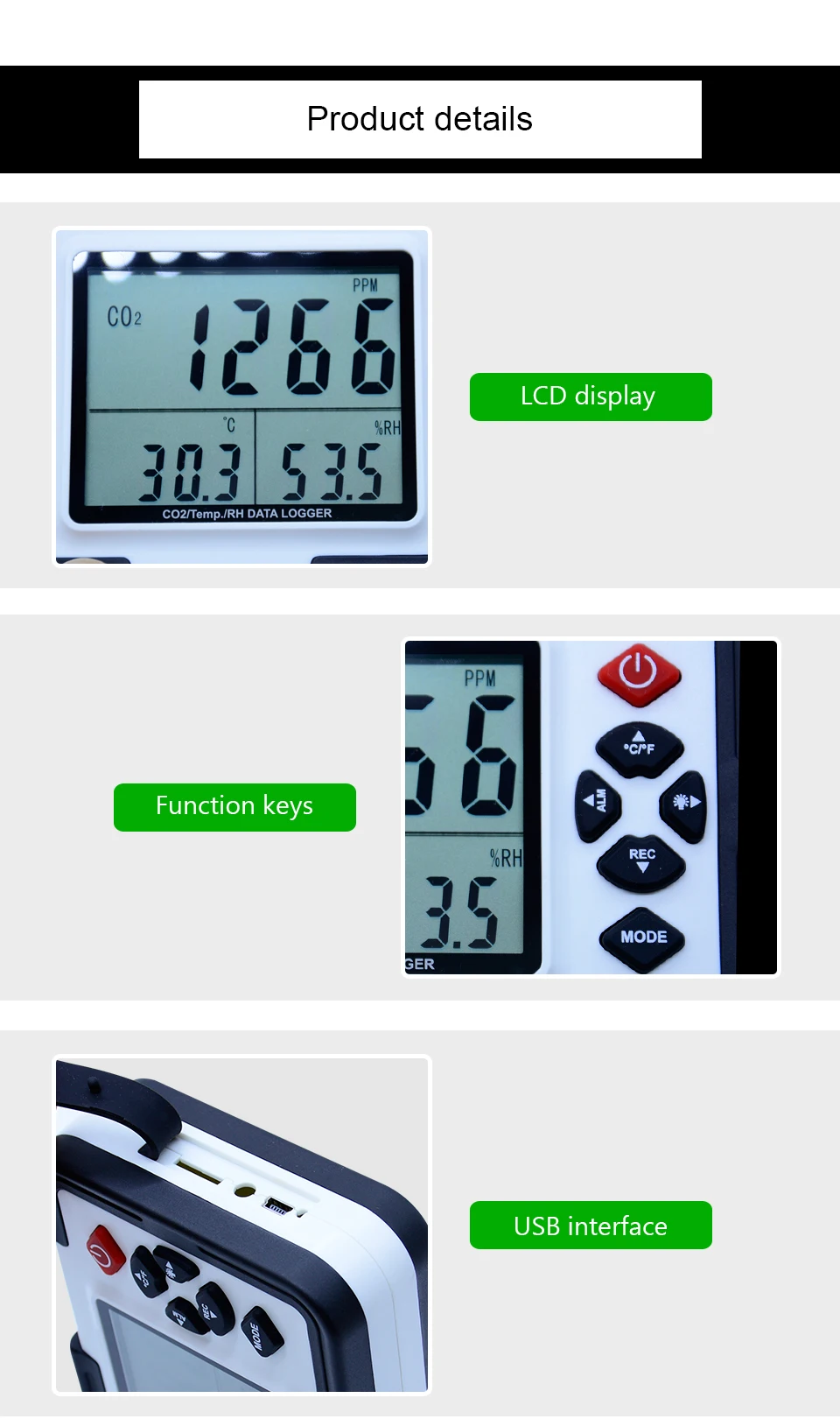 HT-2000 цифровой CO2 МЕТР CO2 монитор детектор анализатор газа 9999ppm CO2 Анализаторы температура относительная влажность тестер