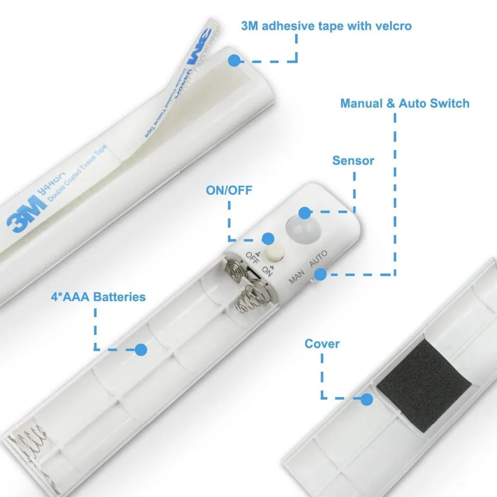 

Wireless Cabinet Lights Motion Sensor LED Strip Under 2835 Battery Operated Flexible Bedroom Night Light 6V Bed