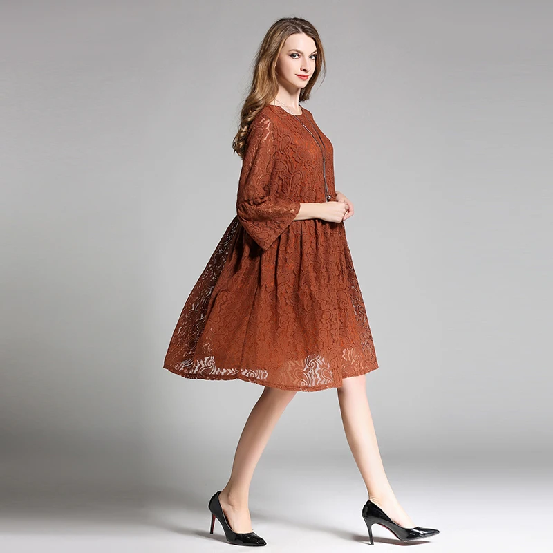 2019 новый дизайн цветочные кружевные женские трапециевидные платья плюс размер