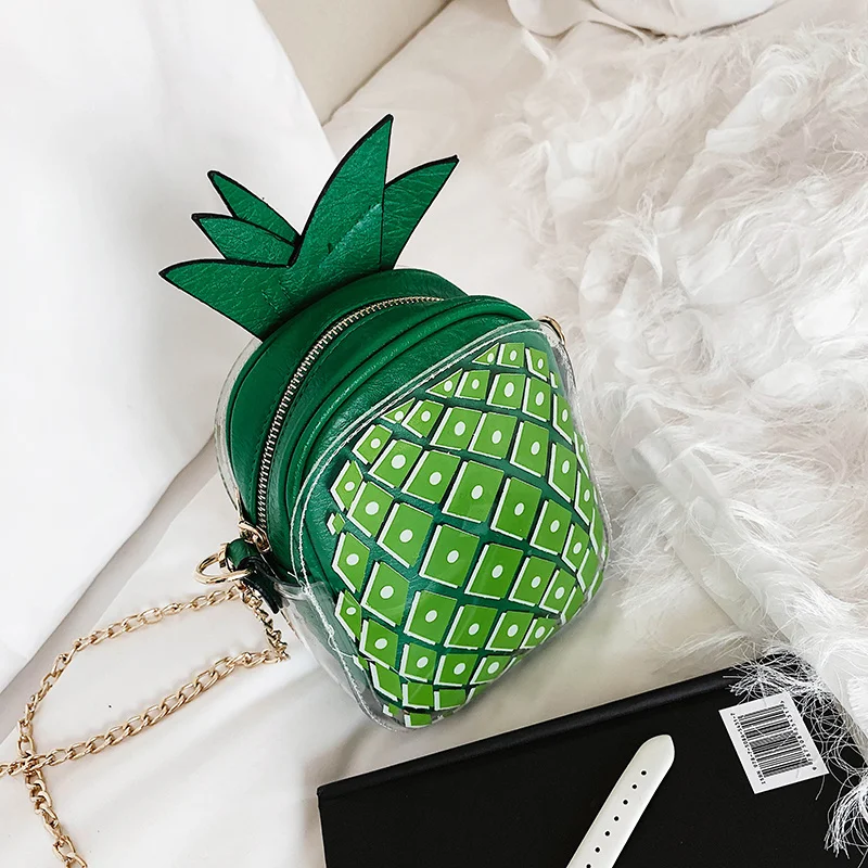 Маленькая прозрачная сумка через плечо свежая цепочка в форме ананаса удобная