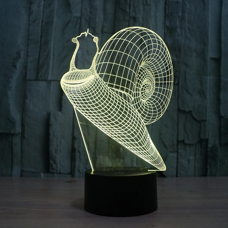 Мультяшные животные 3D улитки красочные ночные 7 меняющихся цветов для детской