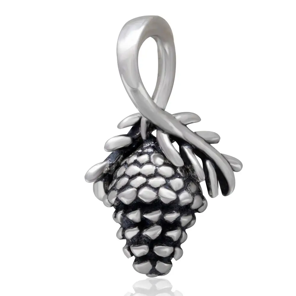 Pine Cone Dangle Choruslove Рождество Санта Клаус подвеска-колокольчик дерево олень звезда шарик серебряные бусины 925 пробы Fit Pandora амулеты Подарочный браслет - Цвет: Pine Cone Dangle