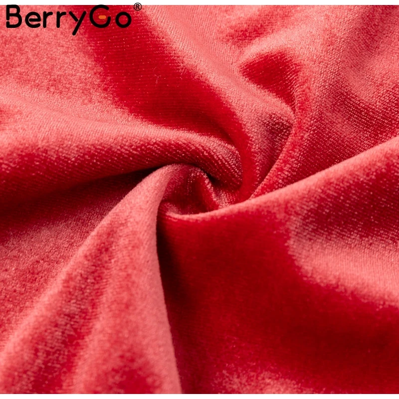 BerryGo, Элегантный женский комбинезон, сексуальный, осенний, квадратный воротник, на шнуровке, облегающий, бархатный, боди, для фитнеса, вечерние, для клуба, комбинезон, feminino mujer