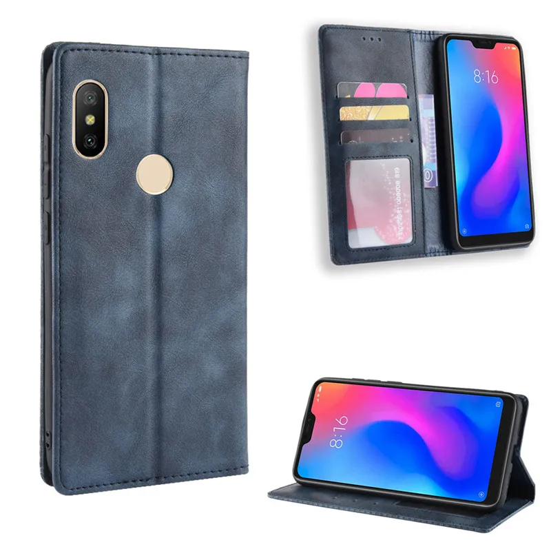 Тонкий кожаный флип-чехол в стиле ретро для Xiaomi Redmi Note 6 pro чехол-бумажник с