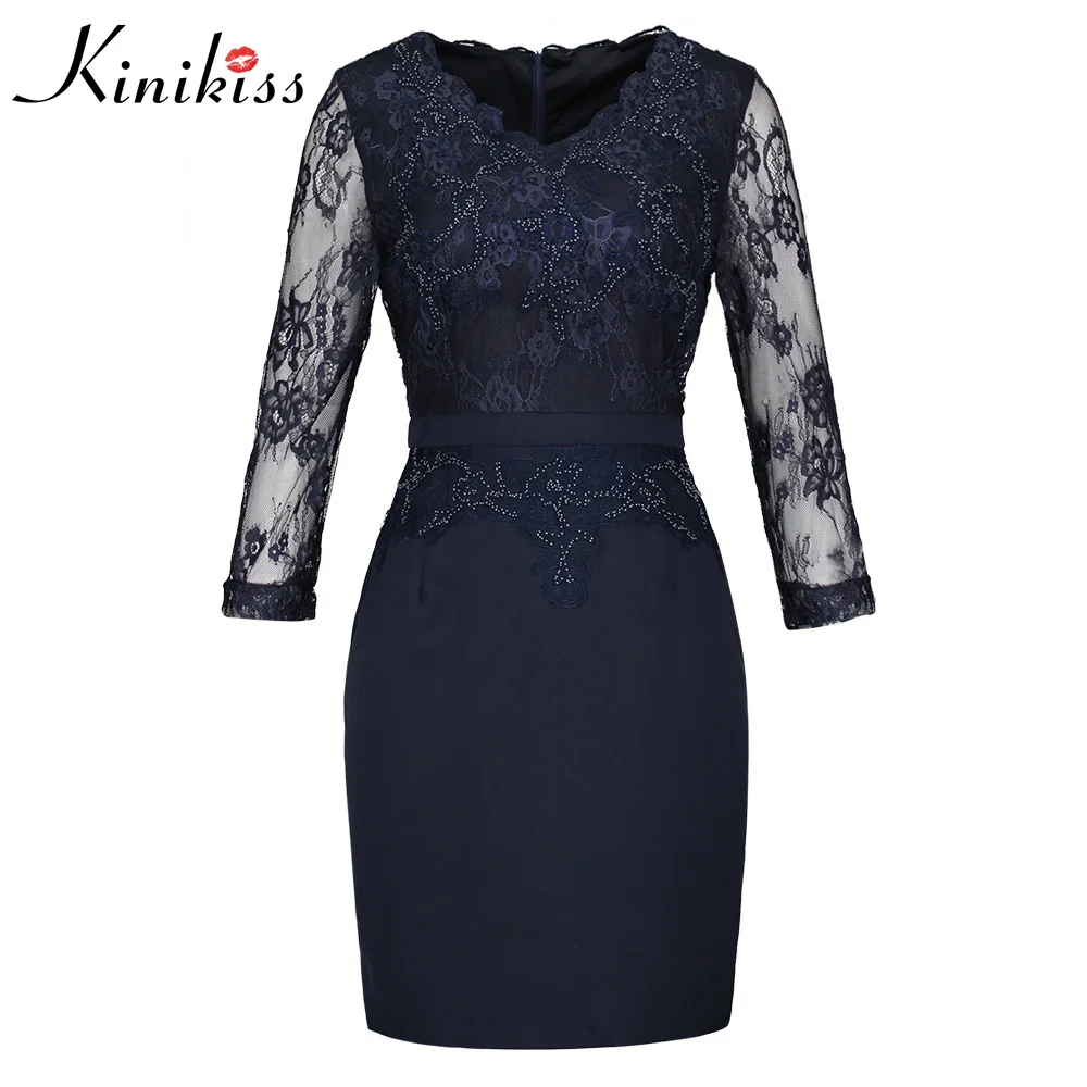 Kinikiss весенние женские Bodycon платье сексуальные синий прозрачный лоскутное