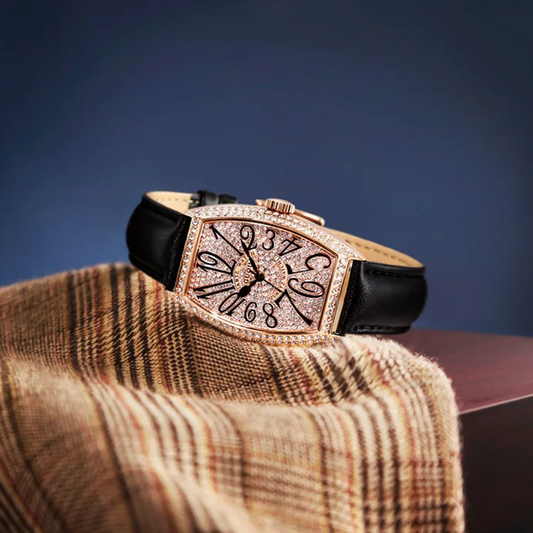 golden leather Мужские кварцевые часы, модные, Ретро стиль, водонепроницаемые, кожаный ремешок для часов, бизнес, циркон, камень, баррель, неравномерность, часы G8200A - Цвет: golden leather