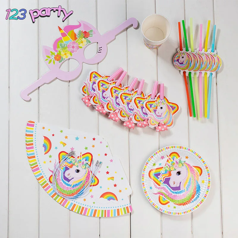 6 человек костюм Единорог Детские вечерние украшения детский душ с днем рождения