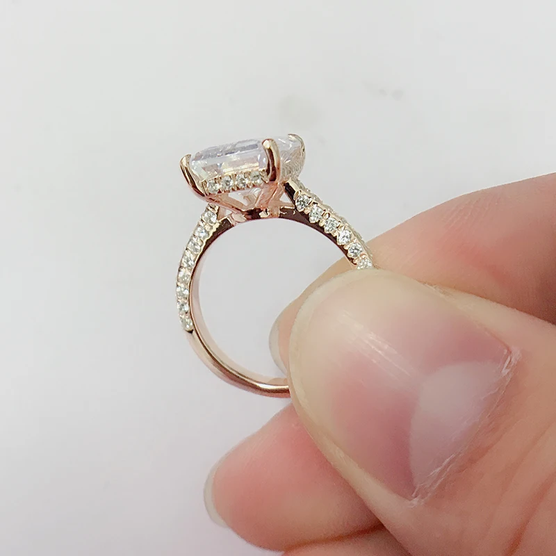 LESF Роскошные 6 Ct 925 кольца из стерлингового серебра для женщин розовое золото обручальное кольцо Циркон высокого качества женские ювелирные изделия
