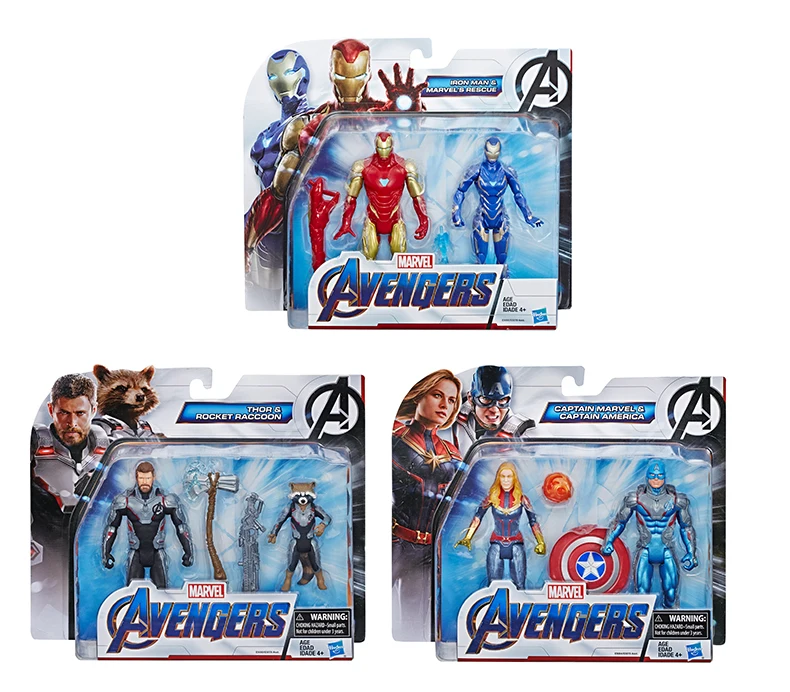 Hasbro капитан с героями комиксов Марвел, Капитан Америка 6-дюймовый завершающей Тор и ракета; енот; 2 штуки в упаковке от Marvel кинематографическая Вселенная Джеймса MCU фильмы