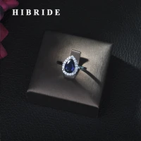 hibride classic women engagement party jewelry high quality big tear drop green crystal rings with zirconia stones r 09