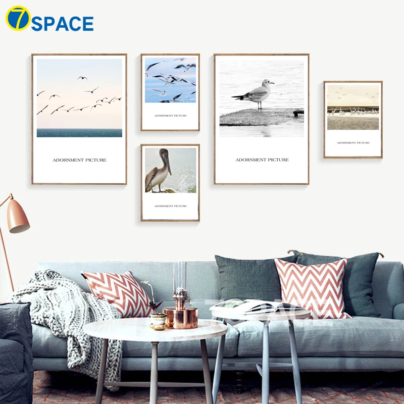 

Seascape Beach Seagull Nordic Posters And Prints Wall Art Canvas Painting Canvas Prints Wall Pictures For Living Room Wall Decor