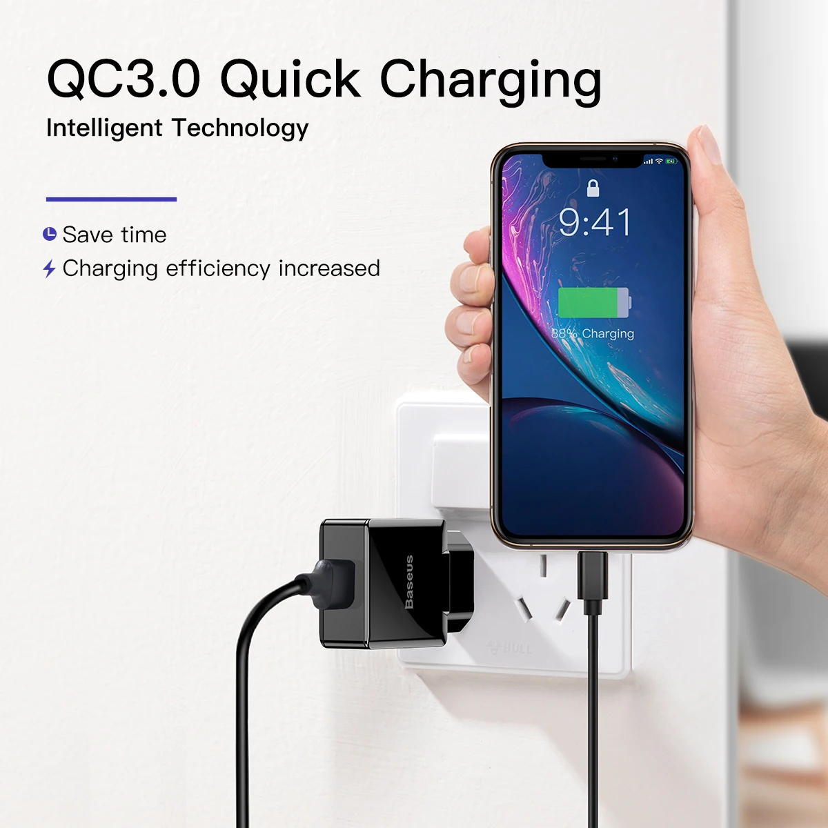 Baseus Quick Charge 3,0 2,0 USB зарядное устройство для iPhone Xiaomi samsung huawei QC3.0 QC Быстрая зарядка турбо настенное зарядное устройство для мобильного телефона