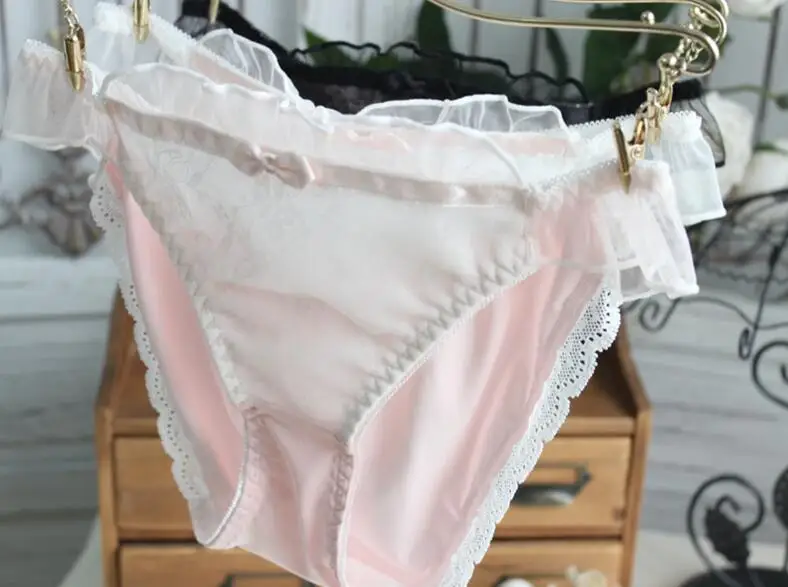 Трусики женские кружевные с жемчугом и бантом 100% реальные фотографии 2-я доставка