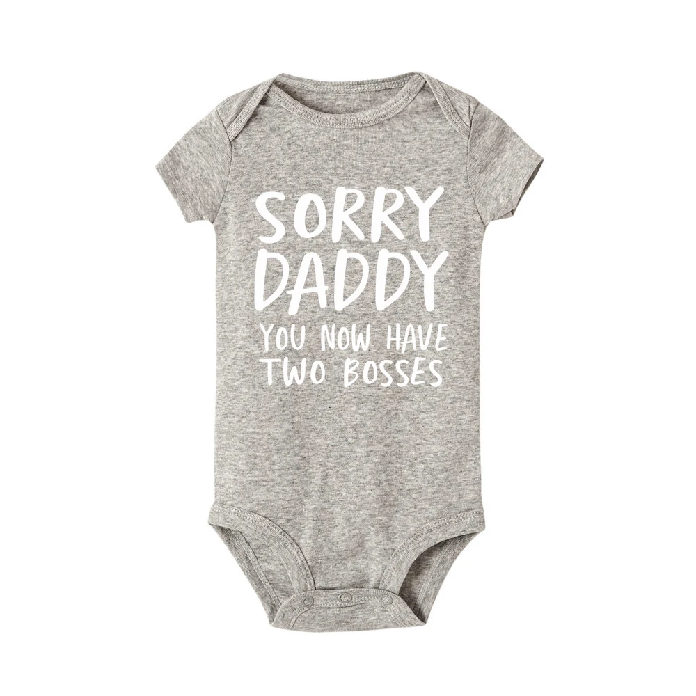 R090-SRPGY- Sorry Daddy you now have two Boys детские комбинезоны с печатью летняя одежда для малышей комбинезон для новорожденных мальчиков и девочек - Цвет: R090-SRPGY-