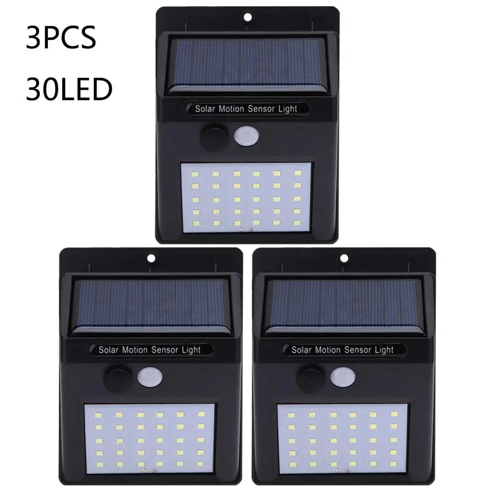 3PCs 30LED Солнечный Мощность светильник s 1/2/3/4 шт. 20LED 30LED движения PIR Сенсор светильник на открытом воздухе Водонепроницаемый настенная Ночная лампа для сада лампа - Испускаемый цвет: 3PCs 30LED