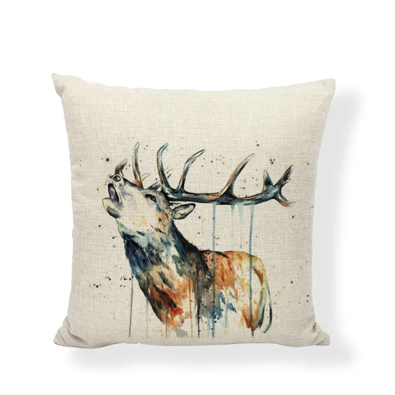 Creative Watercolor Animal Decoration Cushion Cover Squirrel Sloth Deer Panda Pillowcover Home Sofa Chair Decorative Pillowcase | Дом и сад