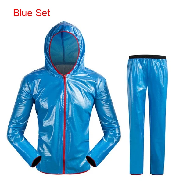 blue set Летние Для мужчин Для женщин езда на велосипеде плащ Водонепроницаемый Vélo штаны дорожный велосипед ветрозащитный дождевик Костюмы комплект S520 - Цвет: blue set
