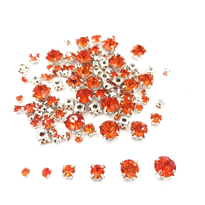 Лидер продаж бисер для одежды 100 шт./упак. смешанный размер оранжевое стекло