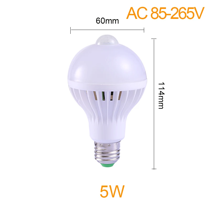 5W bulb Поверхностного монтажа светодиодный Потолочные светильники 5/7/9/12/18 Вт потолочное освещение для входной двери гаража коридор E27 Светодиодный лампа с датчиком движения Сенсор - Цвет корпуса: 5W bulb