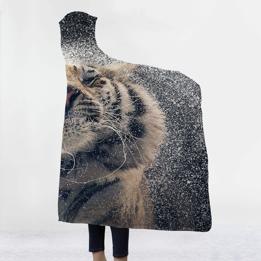 Tigers fierce Blankets hats Modern style bedroom sofa gray soft comfortable high quality lovely animal blanket | Дом и сад
