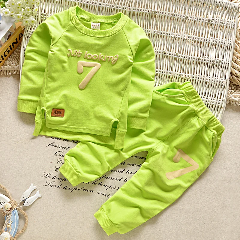 Kids Clothes for Girls Boys Clothing Baby Girl SetsSummer Long Sleeve Sweaters+Pants Letter 7 Children suits 2pc Set |