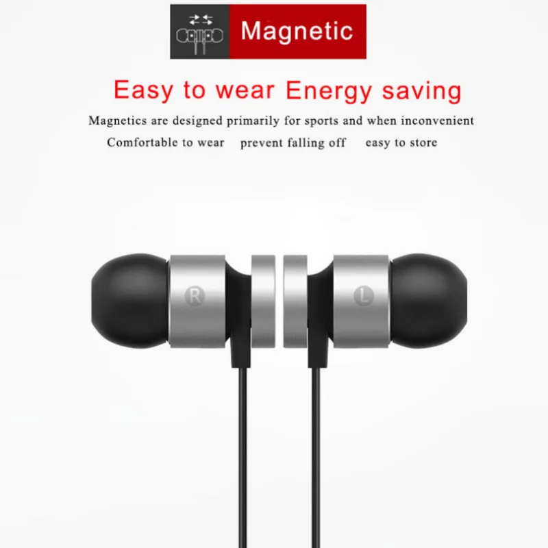 Спортивные Bluetooth наушники беспроводные металлические магнитные для Xiaomi iPhone 6s/7