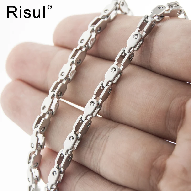 Цепь Risul из нержавеющей стали 3 5 мм в стиле панк для мужчин толстая блестящая