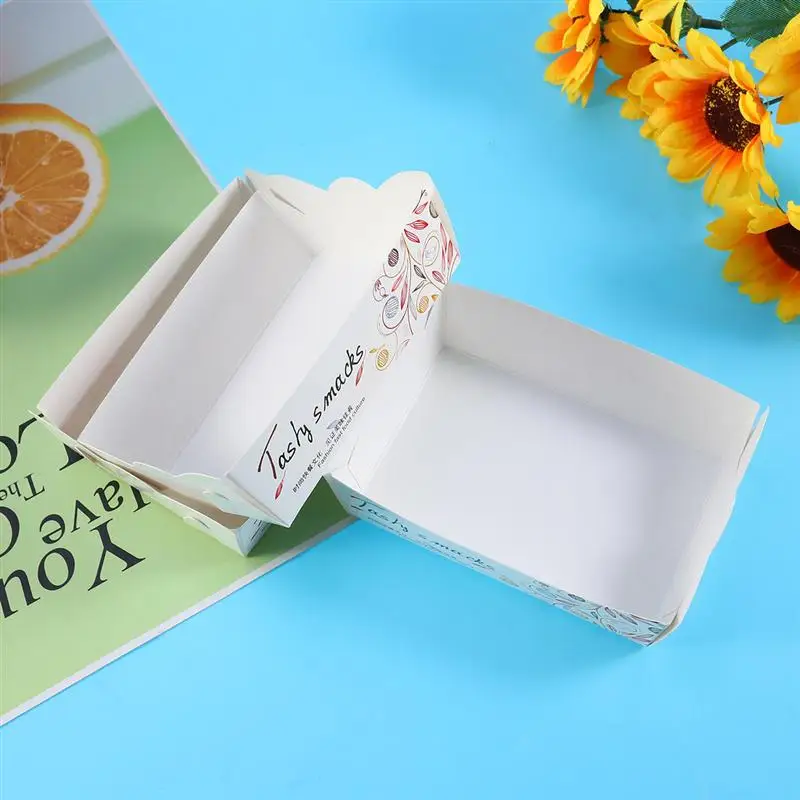 ROSENICE 100pcs Disposable Hot Dogs French Fries Bakery and Fried Food Packing Box Case Paper Serving Food Tray