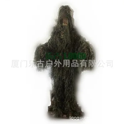 Армейский зеленый Военный камуфляж Ghillie костюм лесная трава сено стиль Пейнтбол лист джунгли Снайпер одежда Охота Тактический тент одежда - Цвет: Армейский зеленый