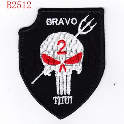 Боевая морская особая группа быстрого развёртывания SEAL TEAM BRAVO SkullS TIIUI Morale вышивка патч - Цвет: B2512