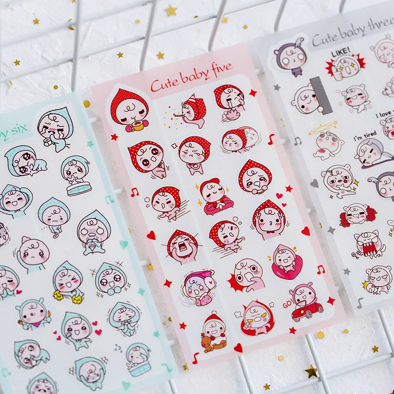 

(6 pieces/pack) Cute Pink Peach Stickers Diary DIY Scrapbooking Stickers Label