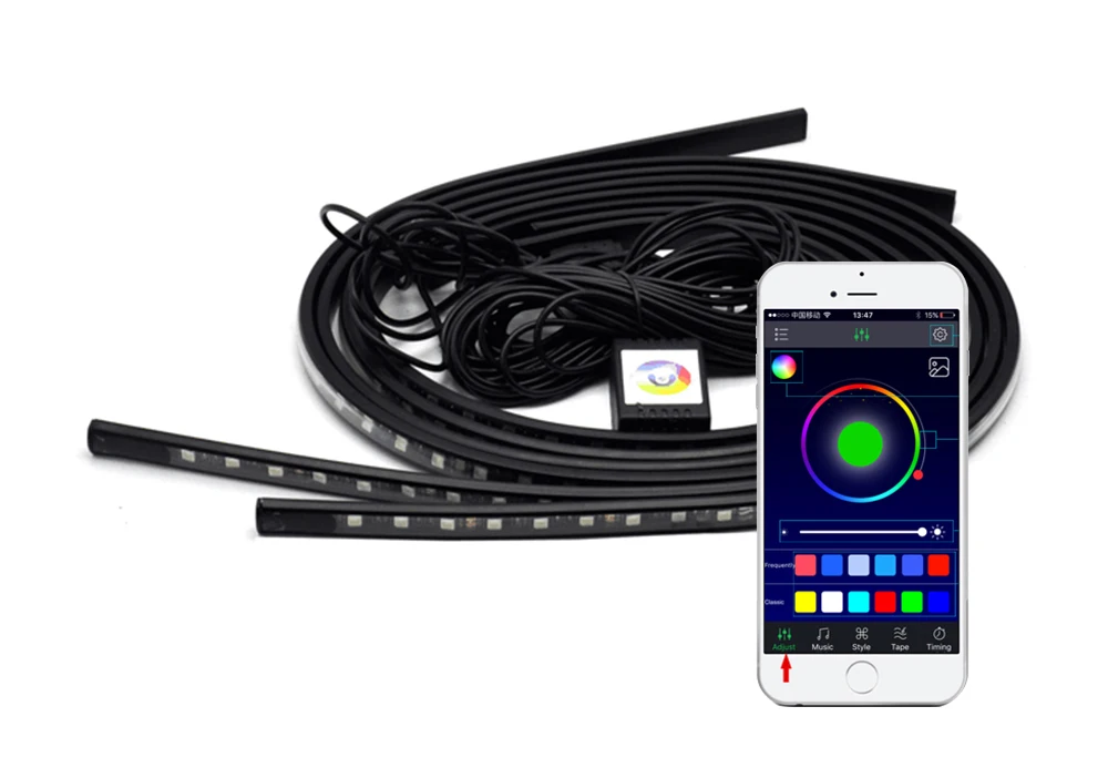 Шт. 4 шт. автомобиль RGB приложение Underglow светодиодные ленты 5050SMD декоративная