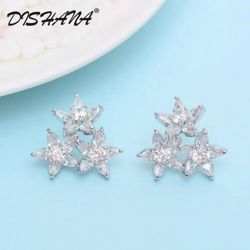 Новинка 2016 модные украшения для женщин серьги гвоздики с тремя цветами женские