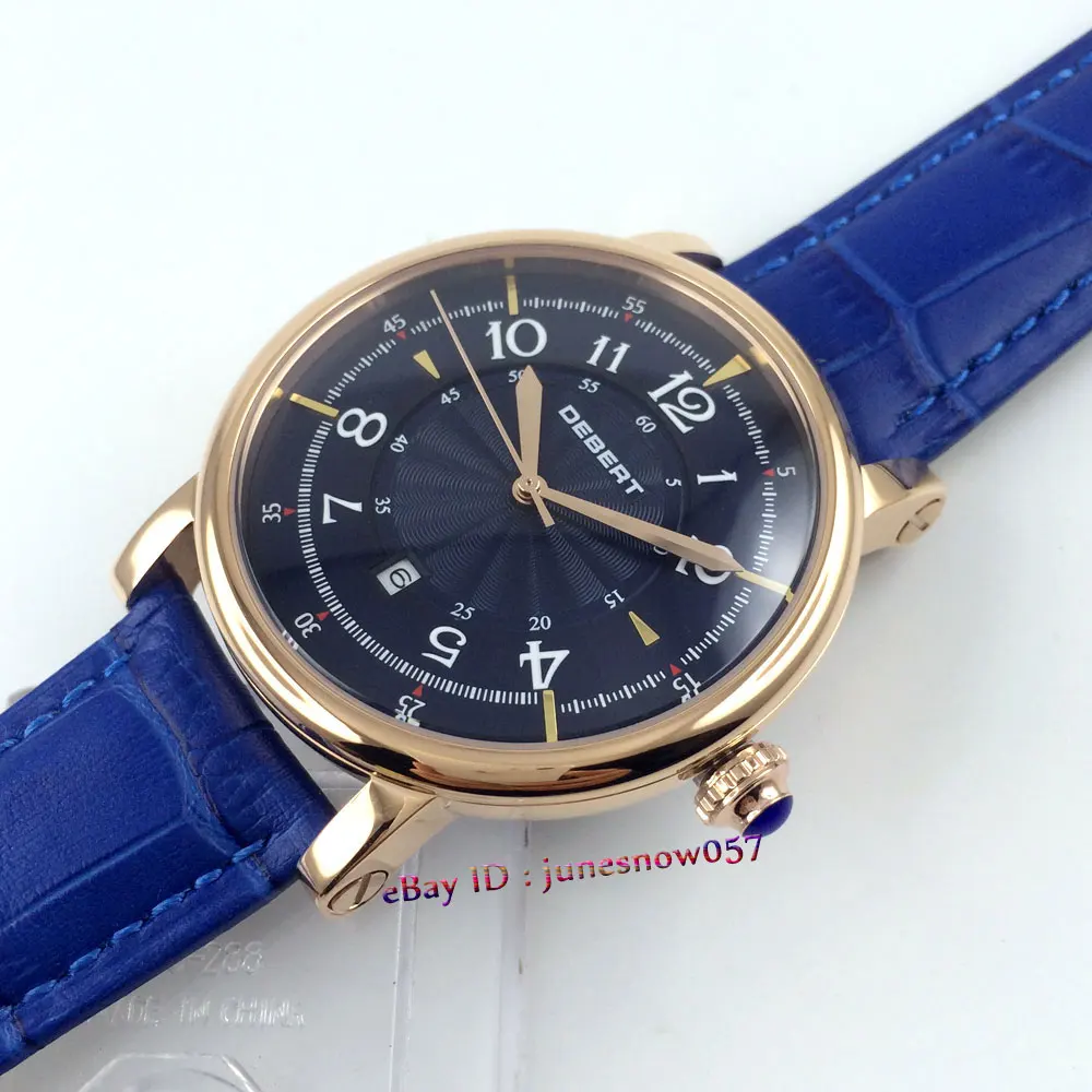 Роскошные Дизайнерские мужские часы с синим циферблатом 43 мм и золотым 5ATM MIYOTA 8215 |