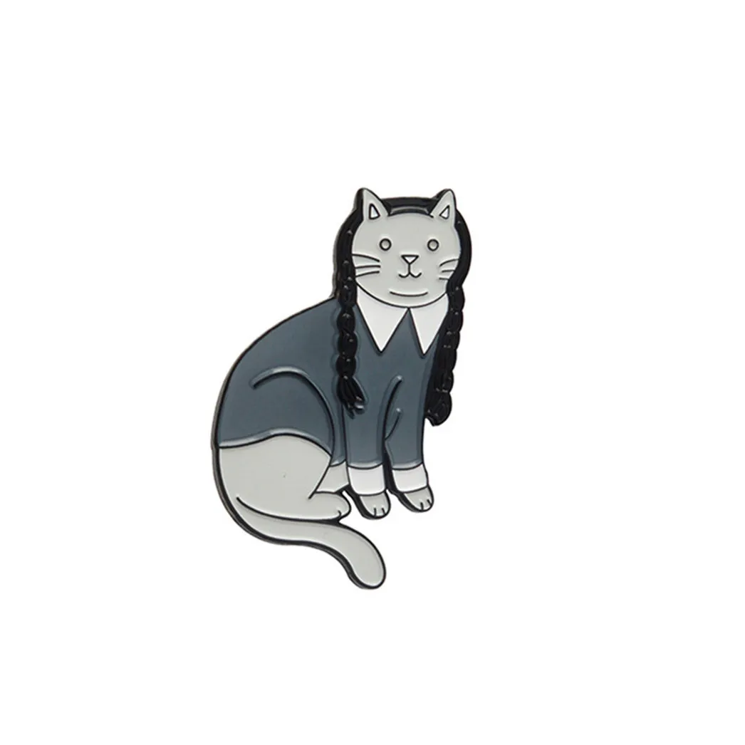 Qianraq стильная панк-брошь Goth Cat в виде темной кошки винтажные значки ведьмы