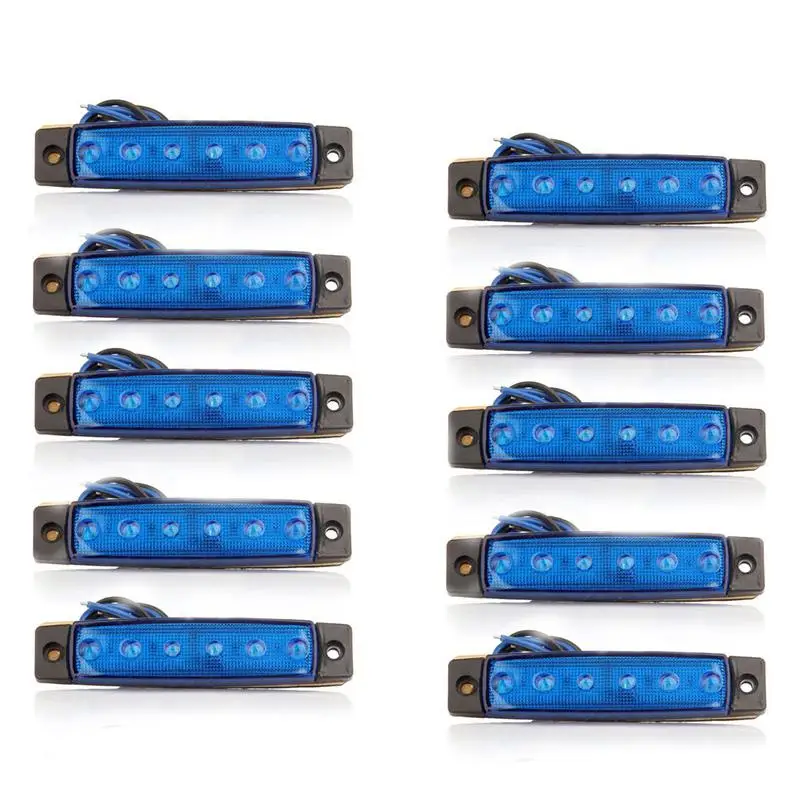 10 шт. 6LED/pc Авто сигнальный индикатор Боковой габаритный фонарь задние фонари зазор задние фонари для автобус, грузовик, фургон караван RV грузовик - Испускаемый цвет: 24V blue