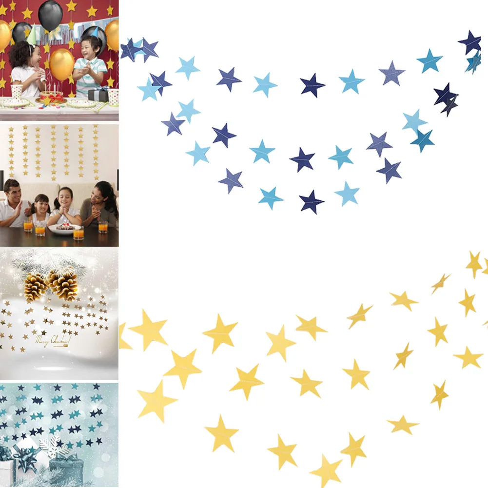 Горячая продажа висячая бумага звезда веревка пентаграмма баннерное украшение