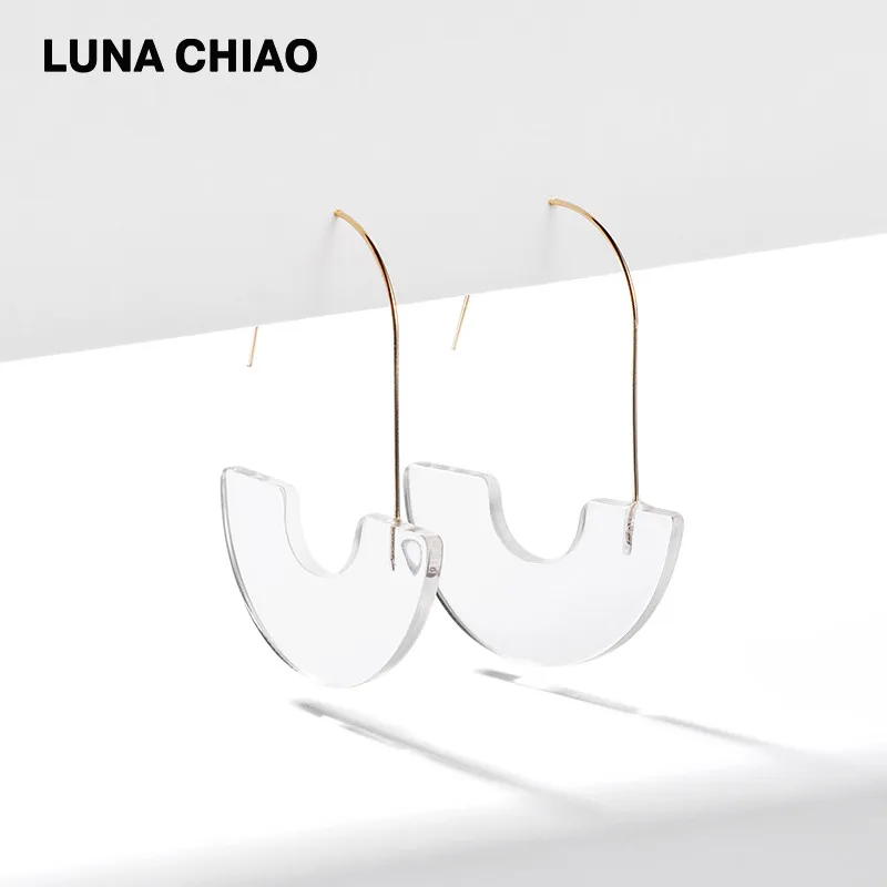LUNA CHIAO,, модные серьги, Boho, леопардовая черепаха, раковина, Большой Крючок, акриловые серьги, висячие серьги - Окраска металла: transparent white