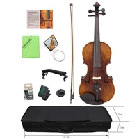ammoon 44 full size violin fiddle handcrafted solid wood with carrying case tuner shoulder rest string cleaning cloth rosin