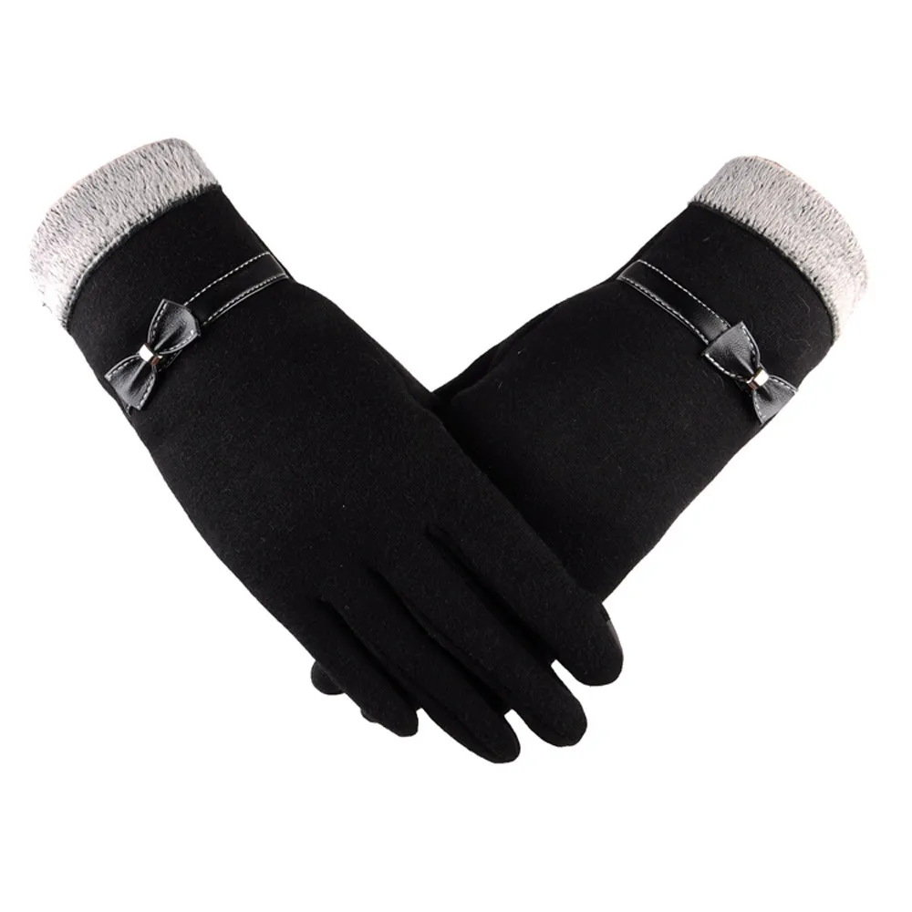 Женские перчатки guantes rekawiczki, модные зимние теплые перчатки с бантом для защиты от ветра и катания на лыжах, удобные зимние перчатки