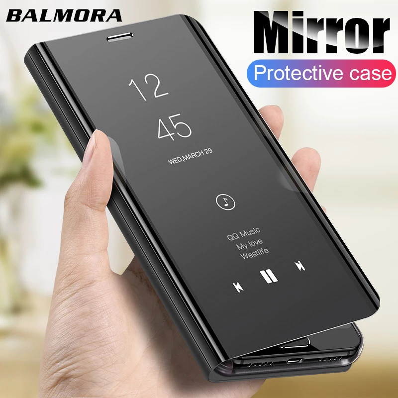 Умный зеркальный флип чехол BALMORA для samsung Galaxy S9 S10 Plus телефона S8 plus s7 Edge A50 A70 кожаный