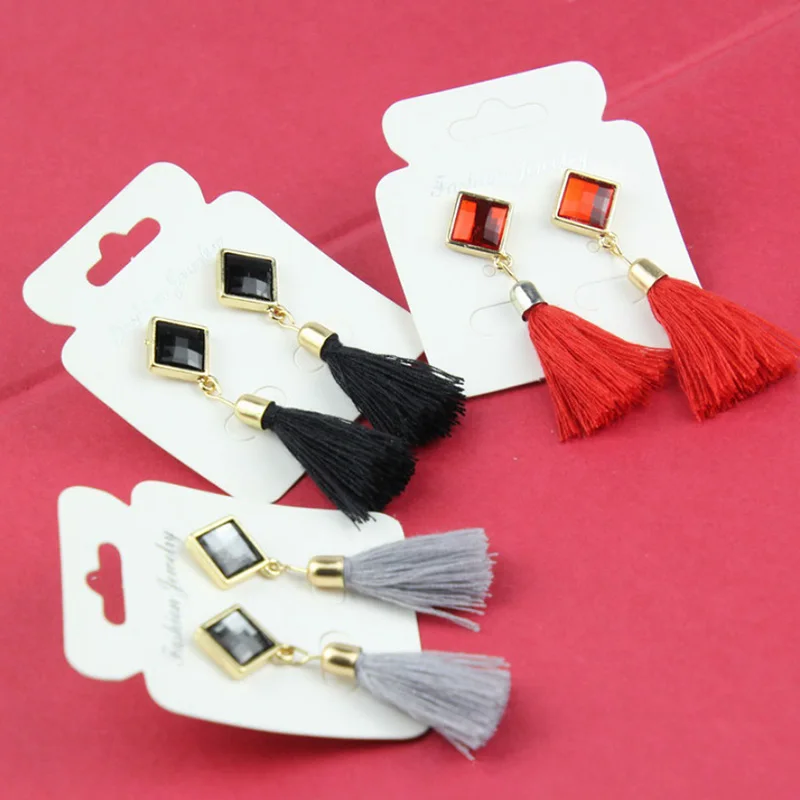 1 пара Горячая Винтаж длинные серьги с кисточками модные аксессуары Квадратные
