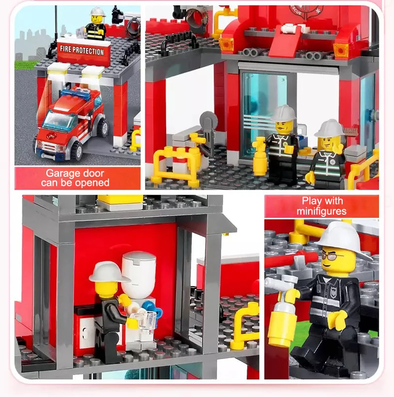 Пожарная станция грузовик блоки для сборки вертолета серии город развивающие