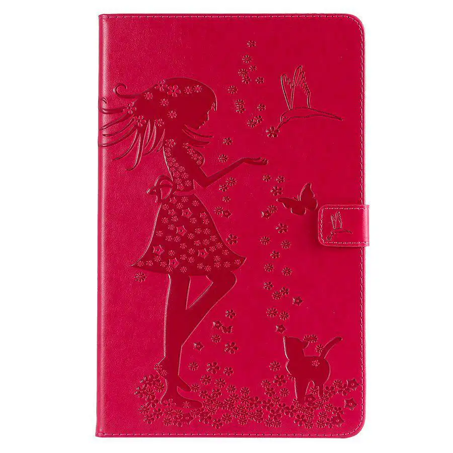 For Samsung Galaxy Tab A 10.5 2018 SM-T590 T595 Girl Cat Embossed Painted cover for tablet case +Film+Pen | Компьютеры и офис