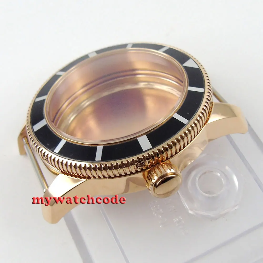 Чехол для часов 46 мм черный сплав позолоченный циферблат подходит ETA 2824 2836