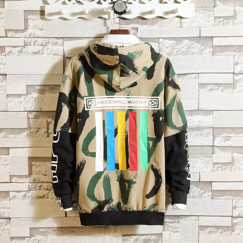 Городская Повседневная брендовая Осенняя Новая мужская камуфляжная Толстовка с